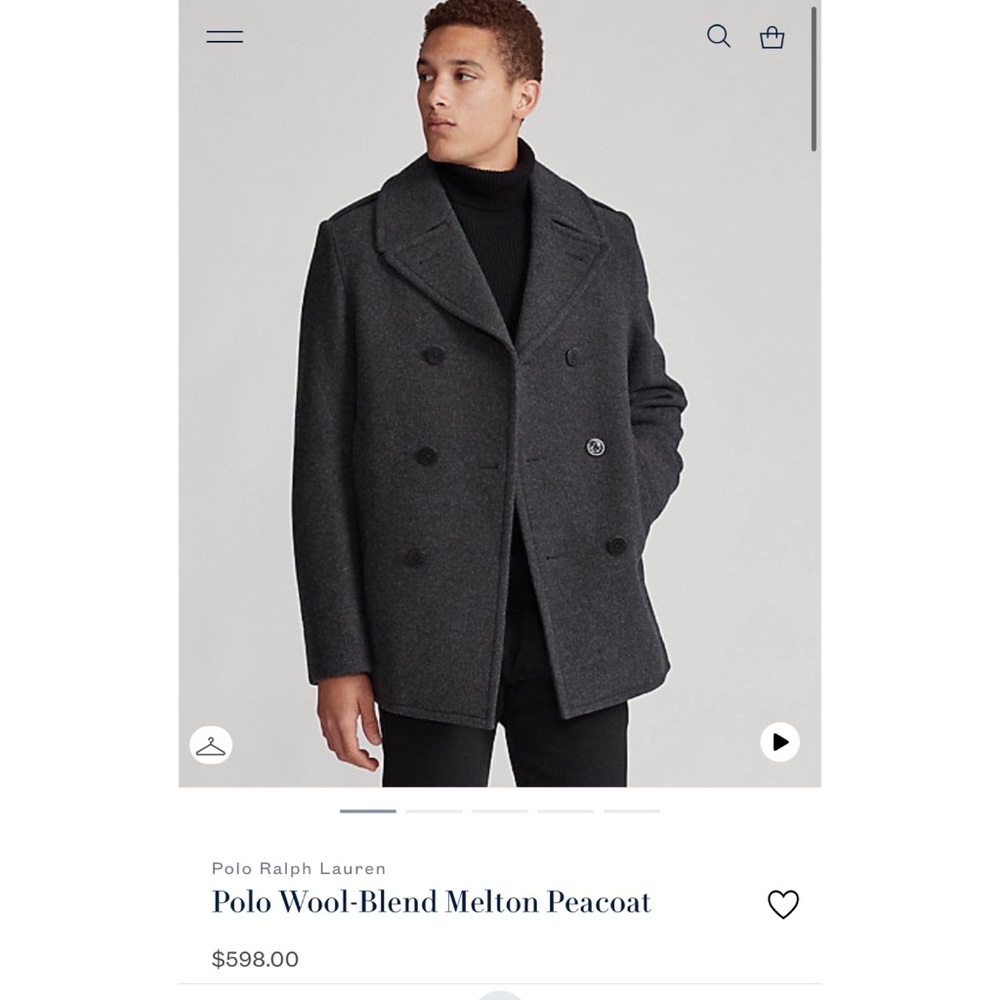 Mens wool Ralph Lauren peacoat size 42R . - Picture 6 of 8